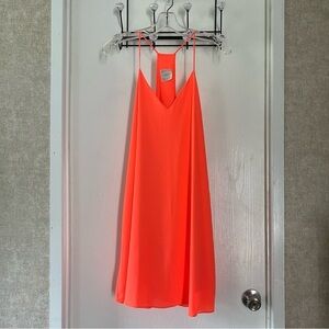 NYMPHE Neon Orange Textured Halter Dress
